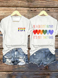 V-Neck Retro FDT Be A Decent Human It's Not That Hard Print T-Shirt
