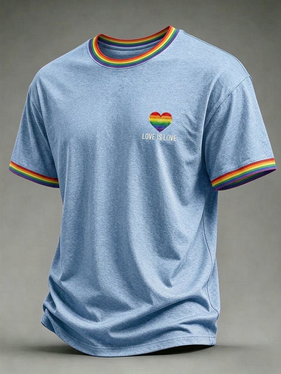 Men's Casual Love Is Love Pride Month Short-Sleeve T-Shirt