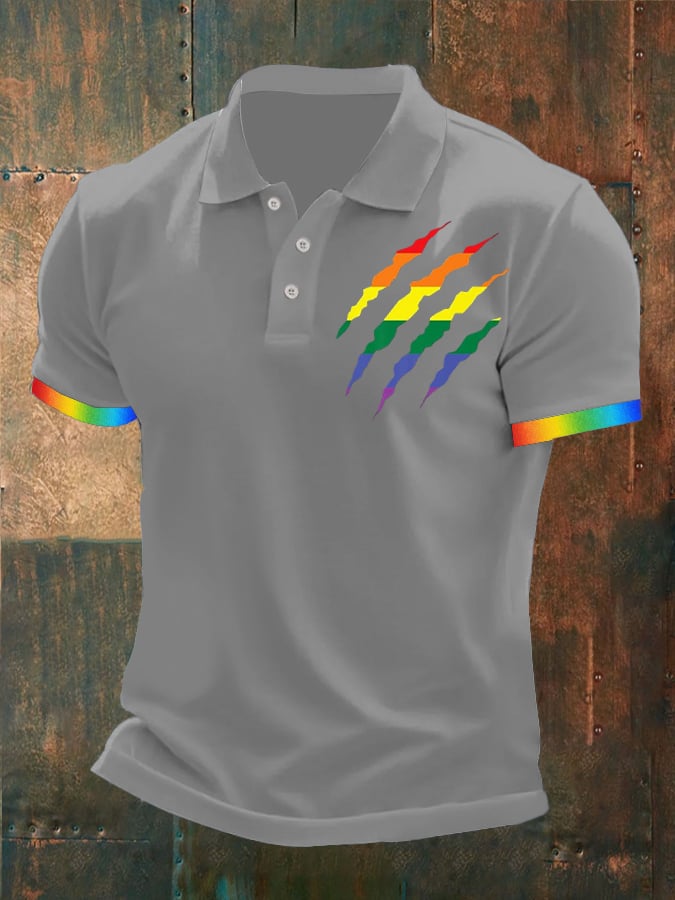 Men's  Gay Pride Print Polo Shirt
