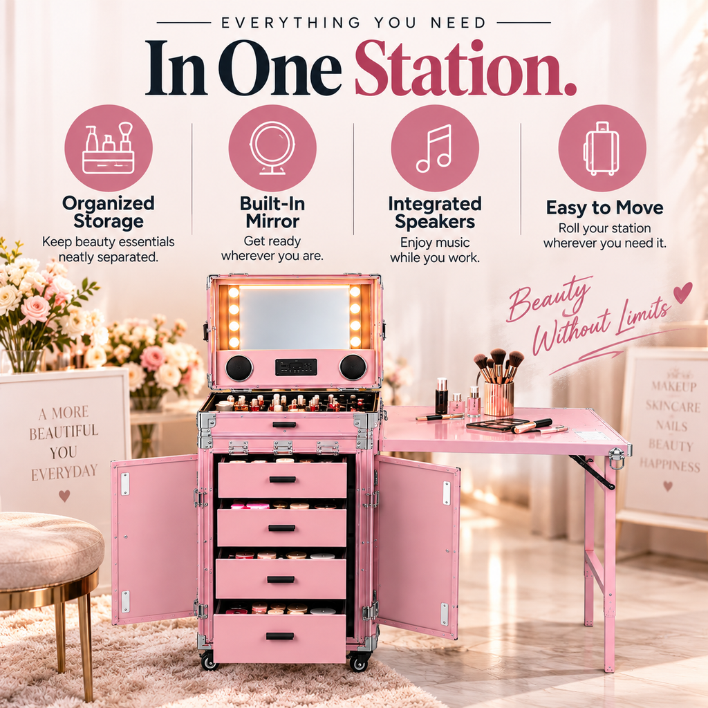Rolling Manicure Table Makeup Station!