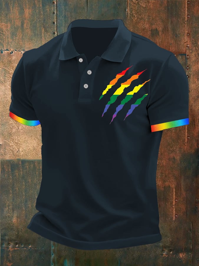 Men's  Gay Pride Print Polo Shirt