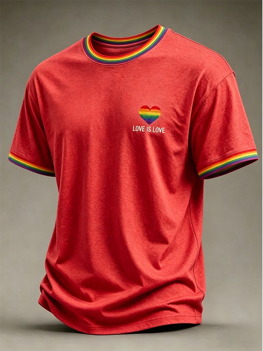 Men's Casual Love Is Love Pride Month Short-Sleeve T-Shirt