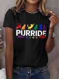 Retro Pride Month Cat Paws Purride Purr Pride Print T-Shirt