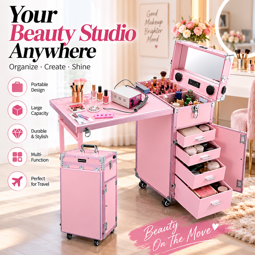 Rolling Manicure Table Makeup Station!
