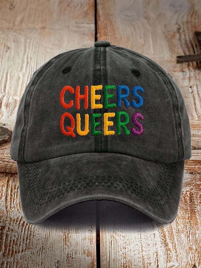 Retro LGBTQ+ Pride Cheers Queers Print Baseball Cap