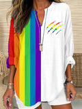 Women's Vintage Pride Month Print Casual Long Sleeve V Neck Shirt