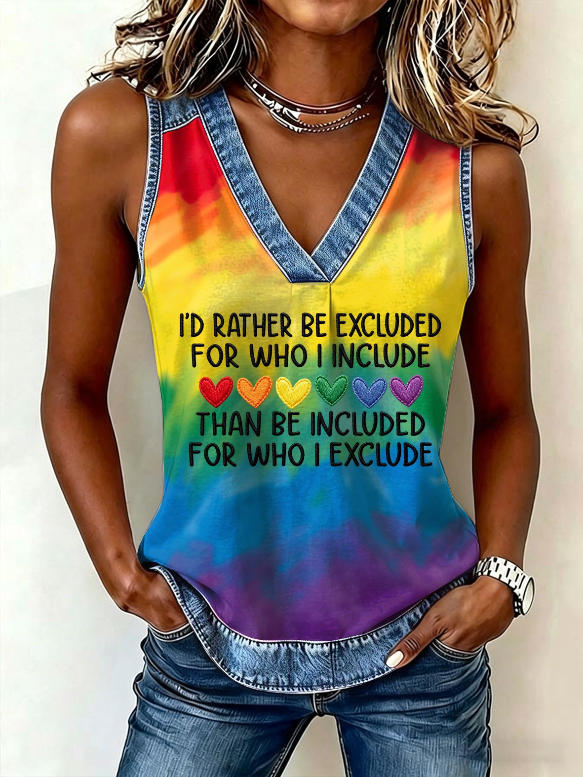 Women's I'd Rather Be Excluded For Who I Include Than Be Included For Who I Exclude Print Vest