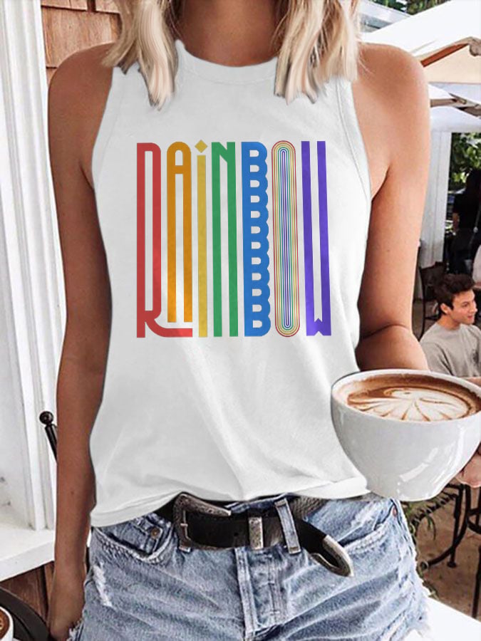 Women'S LGBT Pride Month Rainbow Print Tank Top