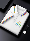 Men's Rainbow Art Design Printed Casual Polo Shirt