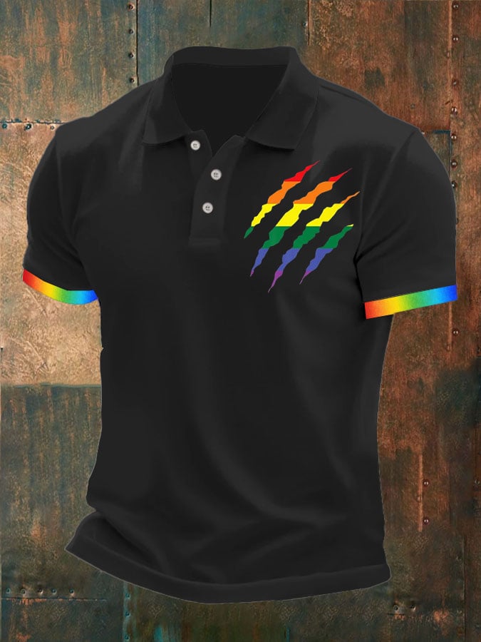 Men's  Gay Pride Print Polo Shirt