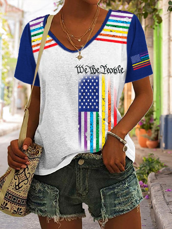 Women's Retro LGBT Print Short Sleeve T-Shirt