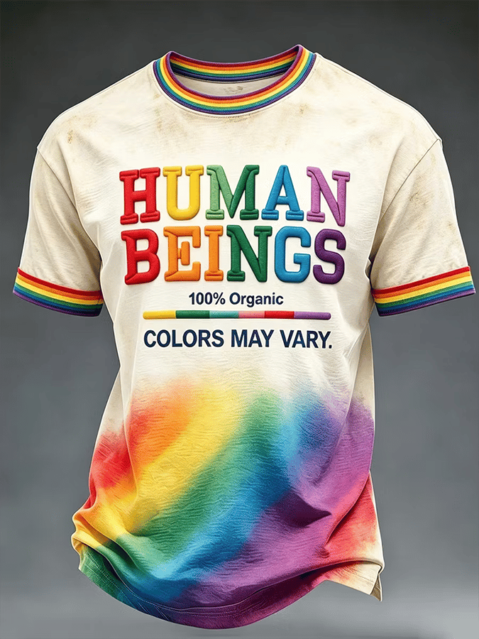 Men's Human Beings Colors May Vary Print Casual T-shirt