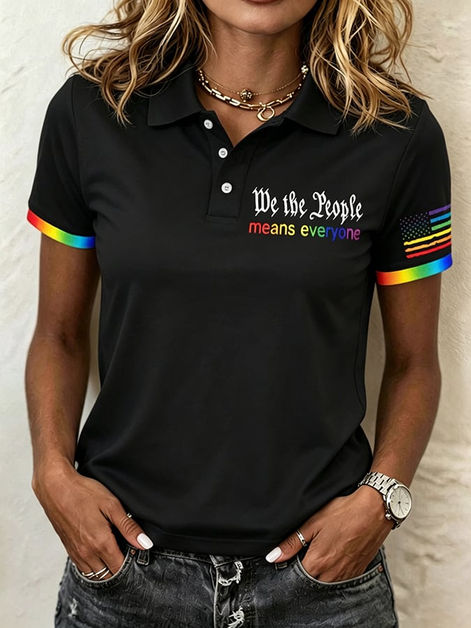 Women's Gay Pride Print Polo Shirt