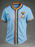 Men's Pride Month Printed Crew Neck Short-Sleeve Waffle-Knit Top