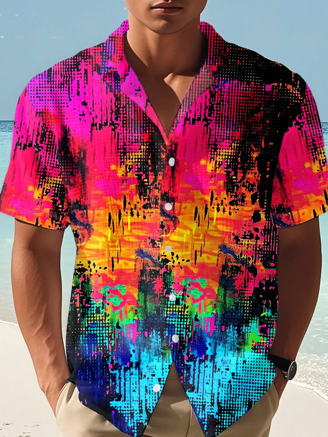 Men's Retro Rainbow LGBT Print Shirt