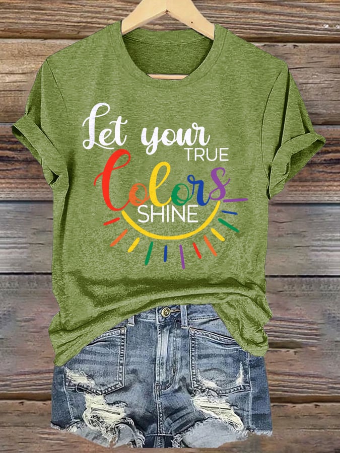 Retro Pride Let Your True Colors Shine Print T-Shirt