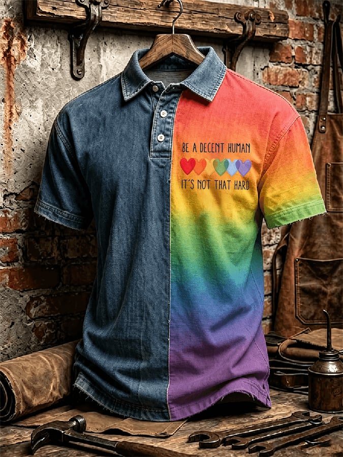 Men's Be A Decent Human It's Not That Hard Print Polo Shirt