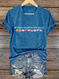 V-Neck Retro Pride Rainbow All Places Should Be Safe Spaces Print T-Shirt