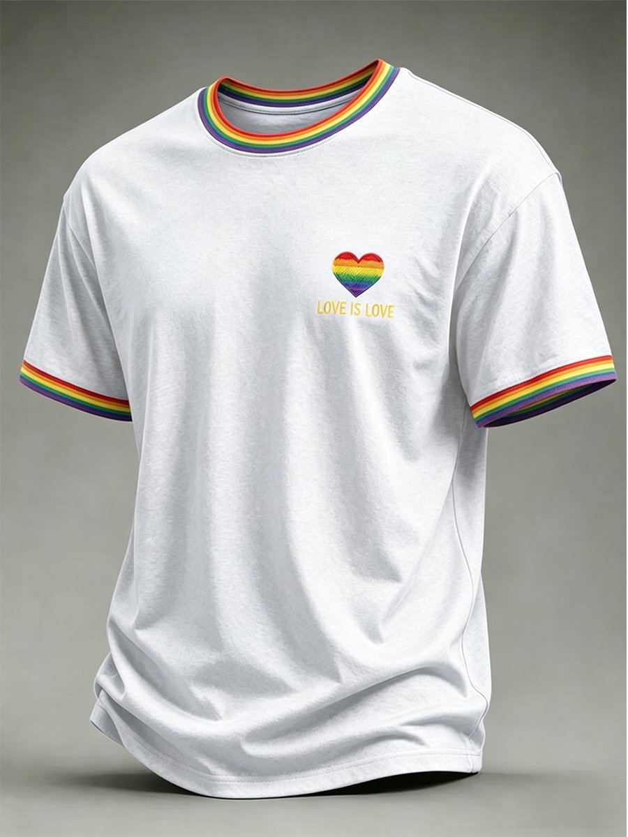 Men's Casual Love Is Love Pride Month Short-Sleeve T-Shirt