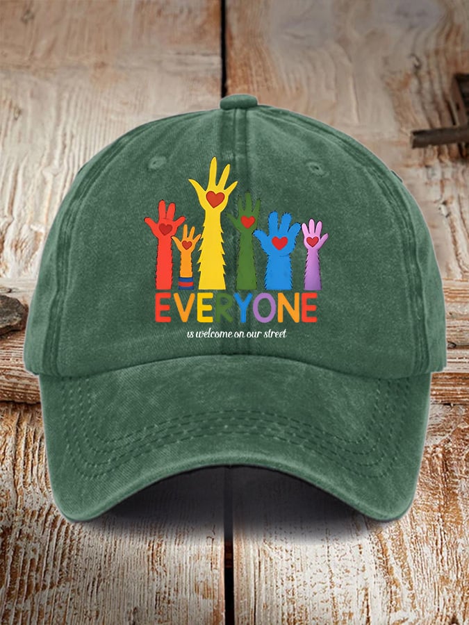 Unisex Retro Everyone Is Welcome On Our Street LGBTQ Print Baseball Cap