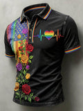 Men'S Casual Pride Month Print Polo Shirt