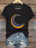 Women's Rainbow Gay Month Crew Neck Print T-Shirt Top