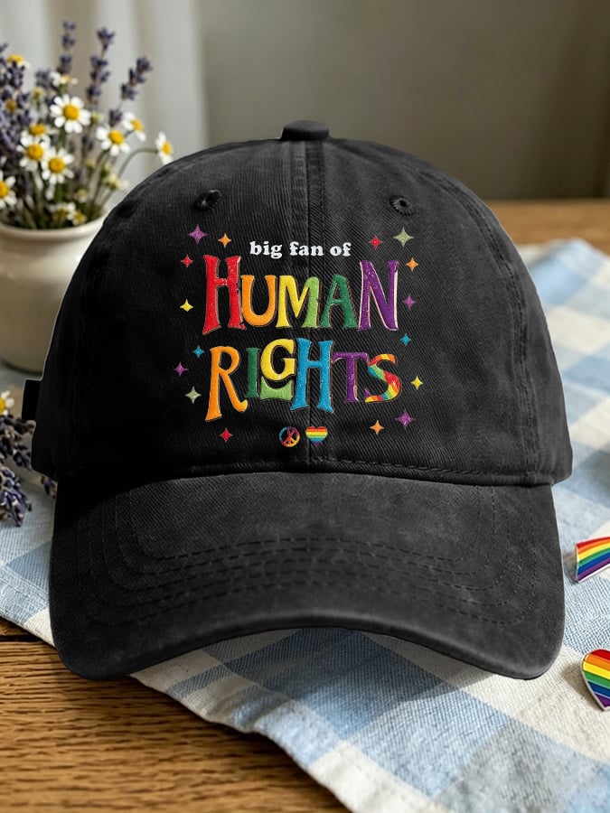 Retro Big Fan Of Human Rights Print Baseball Cap