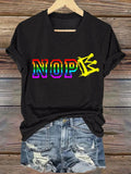V-Neck Retro No Kings In America LGBT Print T-Shirt