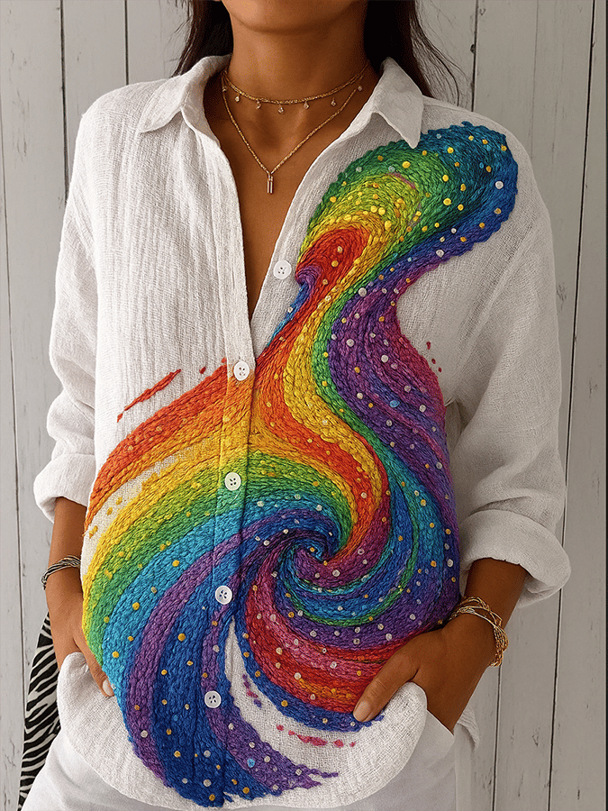 Women's Rainbow Art Print Casual Shirt