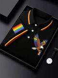Men's Rainbow Art Design Printed Casual Polo Shirt