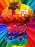 Men's Pride Month Rainbow Print Knitted Pullover Polo Shirt Top