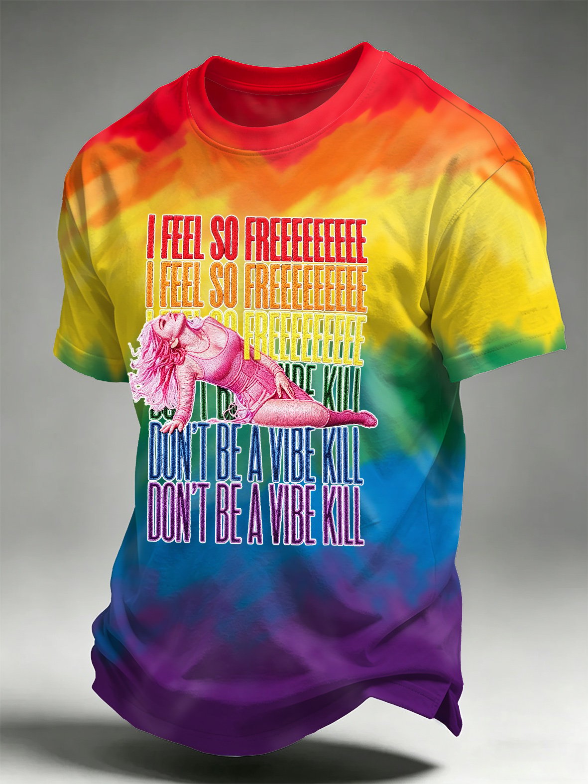 Men's I Feel So Free Print Casual T-shirt