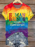 Women's Human Beings Colors May Vary Print Casual T-shirt