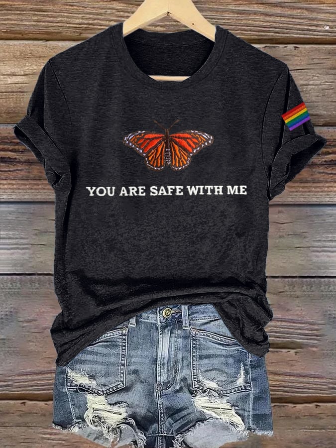 Women's You Are Safe With Me  Printed T-Shirts