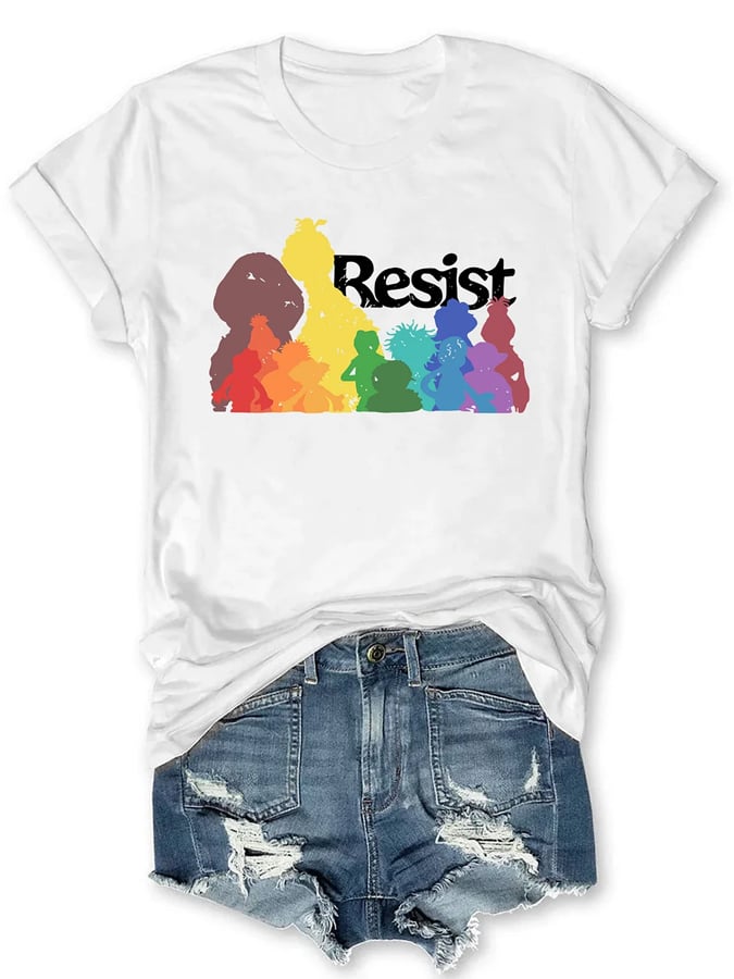 Round Neck Retro resist Print T-Shirt