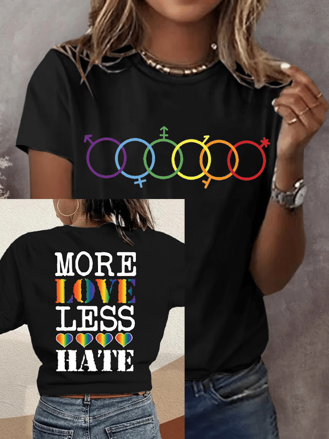 Women's Casual LGBT Pride Month: More Love, Less Hate Print Short Sleeve T-Shirt