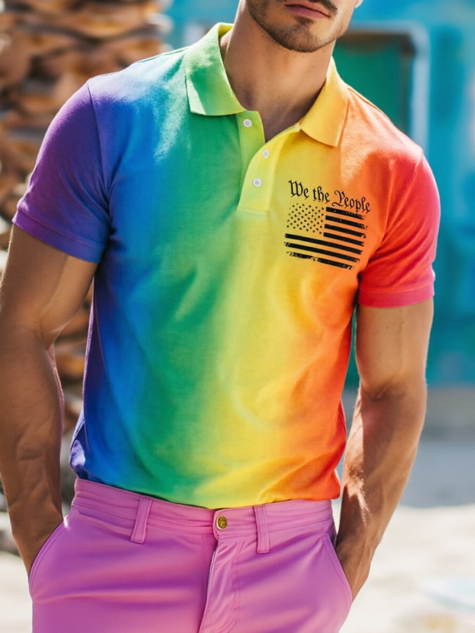 Men's Gay Pride Print Polo Shirt