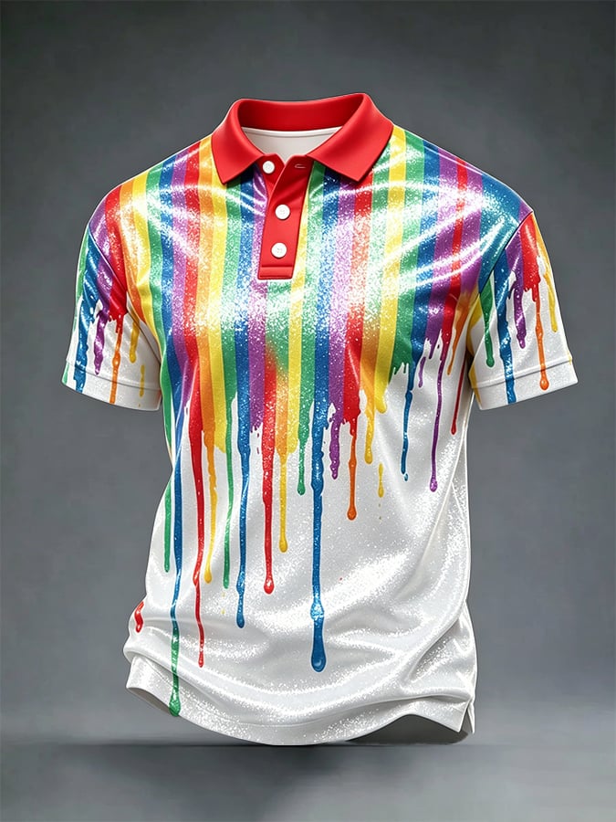 Men's Retro Pride Month Means Everyone LGBTQ Print Casual Polo Shirt