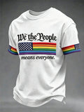 Men's Retro We The People Means Everyone LGBTQ Print Comfortable Short-Sleeve T-Shirt