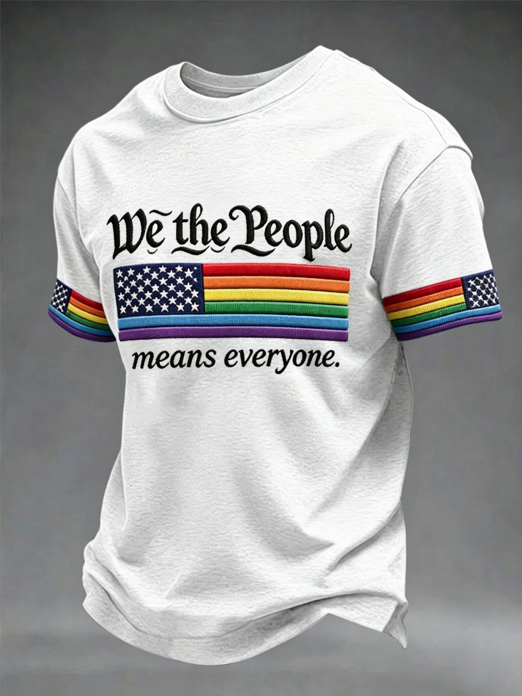 Men's Retro We The People Means Everyone LGBTQ Print Comfortable Short-Sleeve T-Shirt
