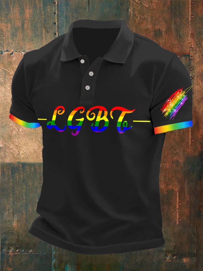 Men's LGBT Pride Month Support Print Polo Shirt