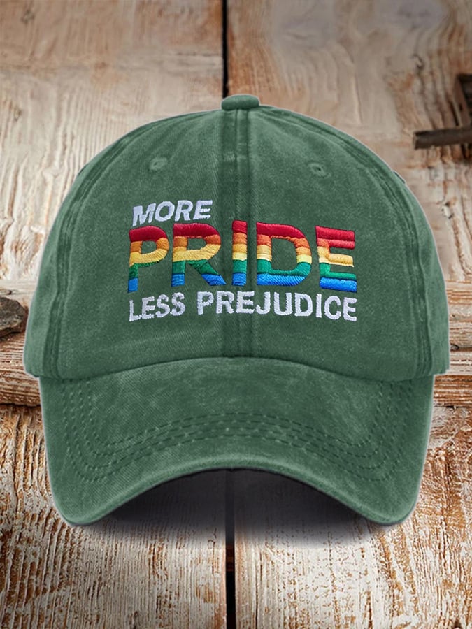 Retro Pride Rainbow More Pride Less Prejudice Print Baseball Cap