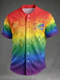 Men's Pride Month Printed Crew Neck Short-Sleeve Waffle-Knit Top