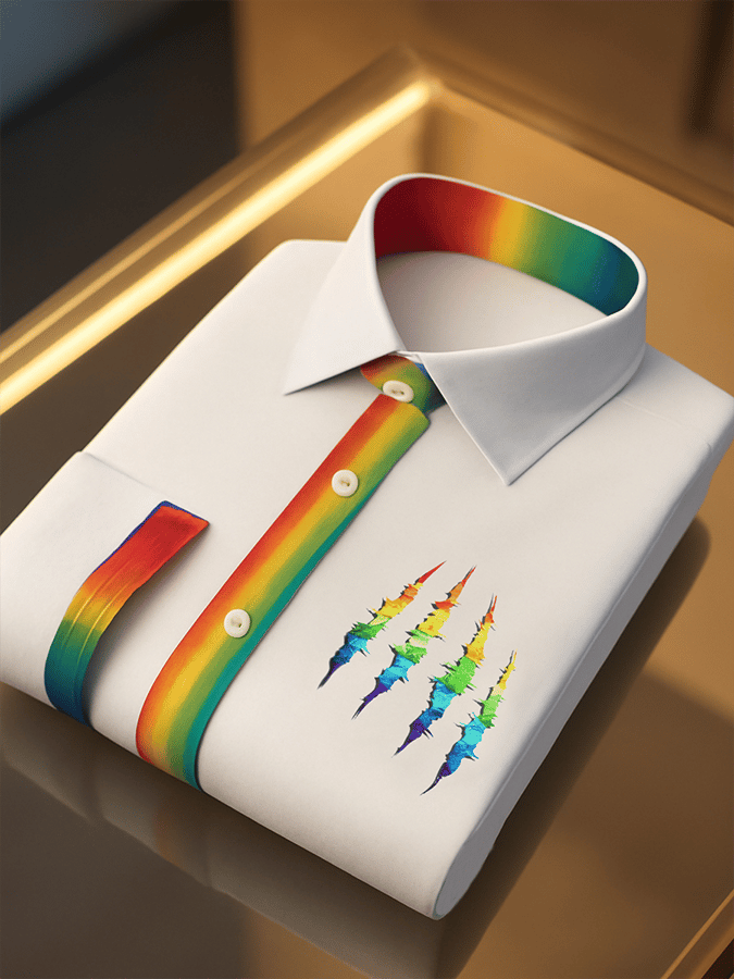 Men's Pride Month Lgbt Rainbow Art Print Short Sleeve Shirt