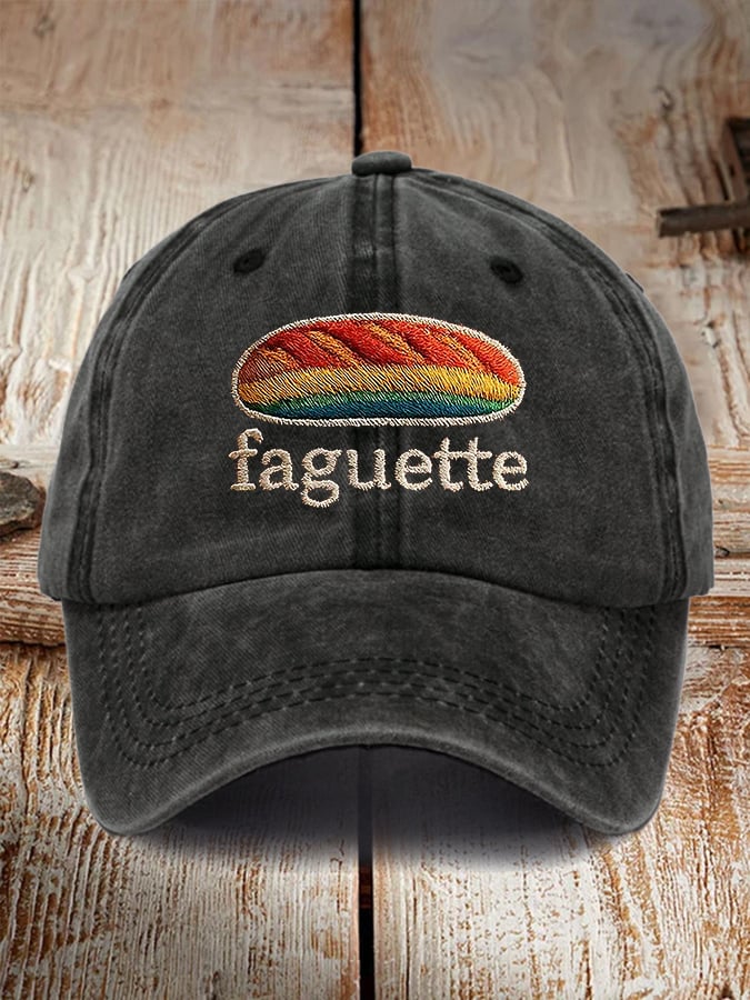 Retro Pride Baguette French Gay Lesbian Joke Print Baseball Cap
