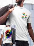 Men's LGBT Rainbow Gradient Pride Dog Paws Casual Print T-Shirt