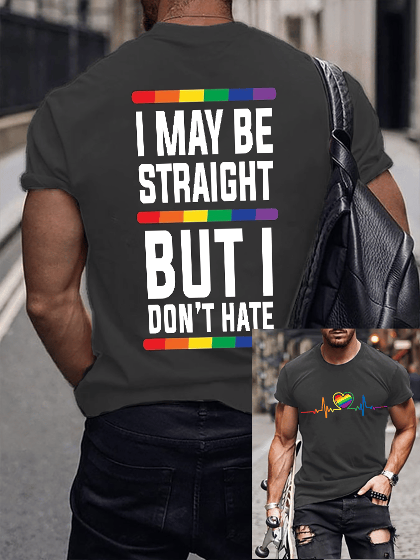 Men'S Casual Pride Month Im Straight But I Don't Hate Print Short Sleeve T-Shirt