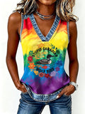 Women's Stupid Canadian Wolf Bird Print Vest