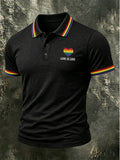 Men's Love Is Love Pride Month Rainbow Business Short-Sleeve Polo Shirt