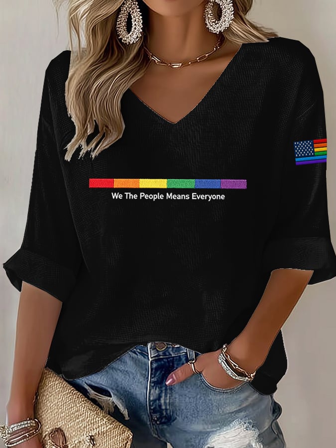 Women's LGBT We The People Means Everyone Print Shirt